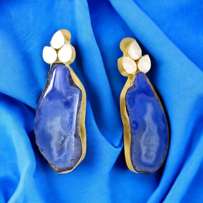 Blue majesty big stone elegance Earring