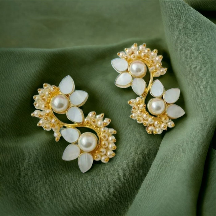 Pure Elegance Jhumka Earrings with white stone