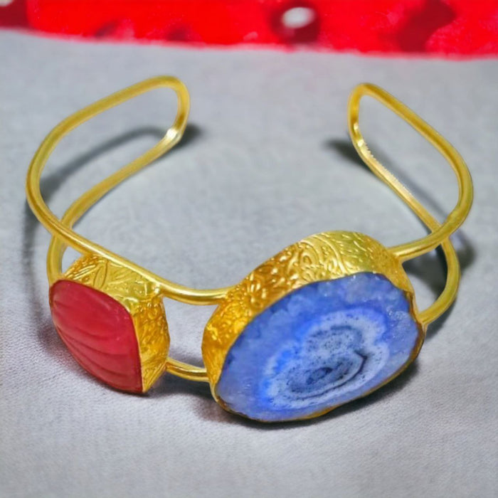 Royal Elegance Blue Stone And Maroon Accent Bracelet