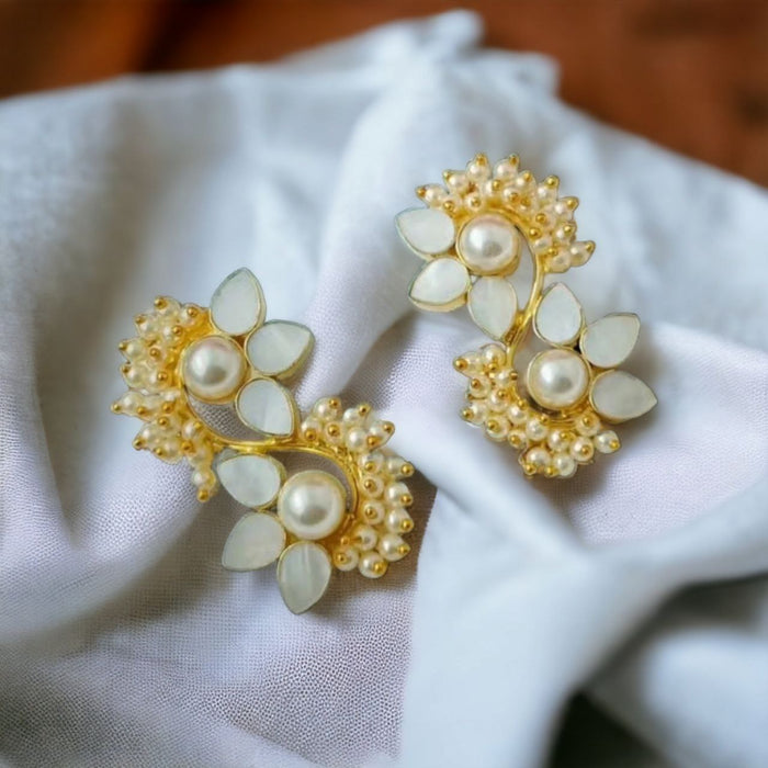 Pure Elegance Jhumka Earrings with white stone