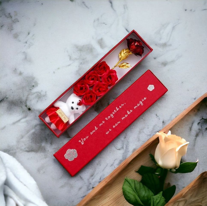 Gift Set with Rose, Teddy & Flowers